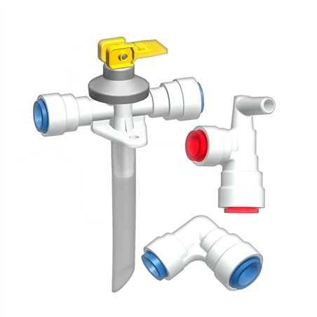 raccordement eau boiler soupape de vidange et raccords coudés pour pose de tubes rigides diam. 12mm (système jon guest) - truma 
