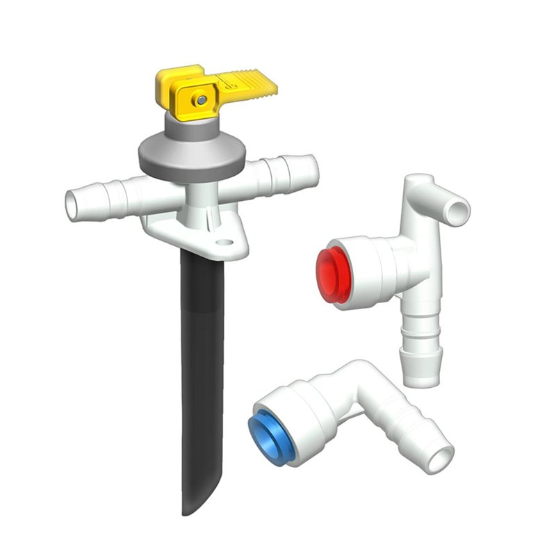 raccordement eau boiler soupape de vidange et raccords coudés pour tuyaux d'au diam. 10mm - truma 402204