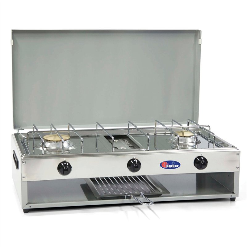 réchaud 2 feux + grill - parker 395103