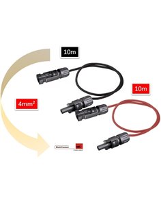 Rallonge mc4 10 mêtres (2 x 10m) fil panneaux solaire 4mm2 - Multi Contact -