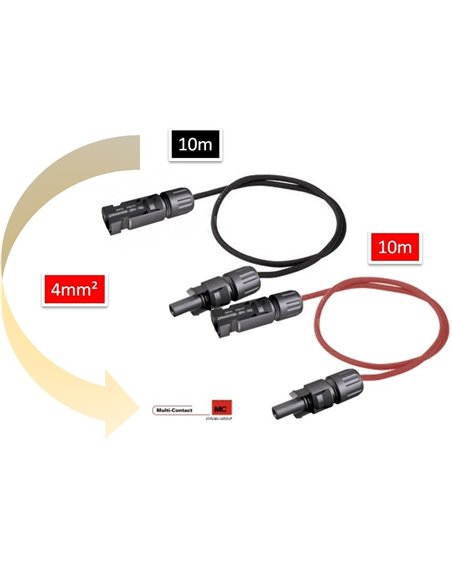 Rallonge mc4 10 mêtres (2 x 10m) fil panneaux solaire 4mm2 - Equipe Ton camping-car