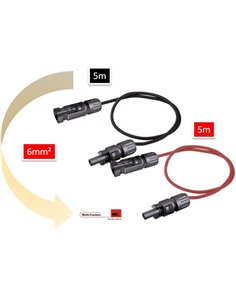 Rallonge mc4 5 mêtres (2 x 5m) fil  panneaux solaire 6mm2 - Multi Contact -