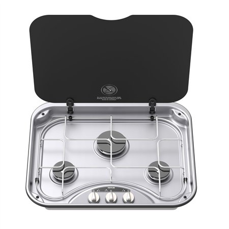 réchaud encastrable 3 feux basic line 345 avec grille chromée - thetford 389640