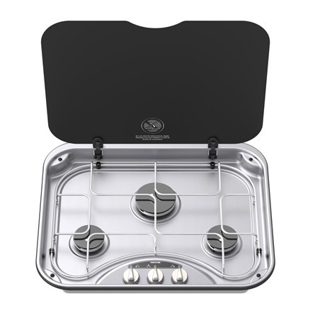 réchaud encastrable 3 feux basic line 345 avec grille chromée - thetford 389640