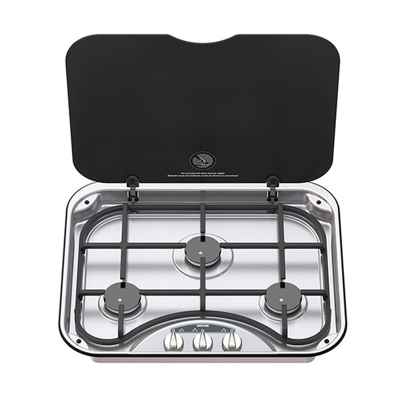 réchaud encastrable 3 feux basic line 345 avec grille en fonte - thetford 389641