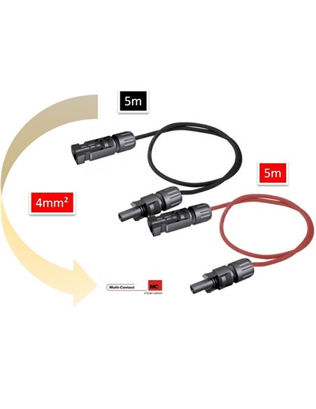 Rallonge mc4 5 mêtres (2 x 5m) fil panneaux solaire 4mm2 - Equipe Ton camping-car