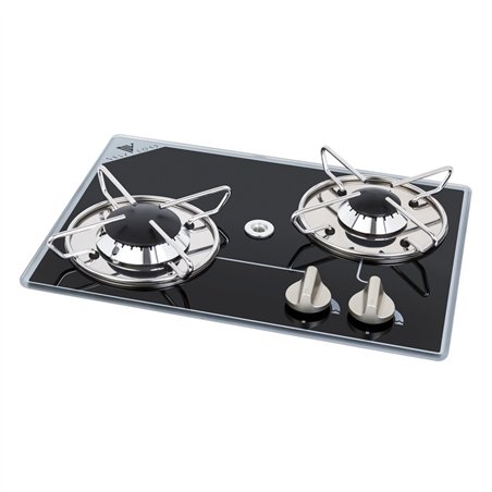 réchaud à gaz encastrable en verre crystal 2 feux 300×500 - navy load 400272