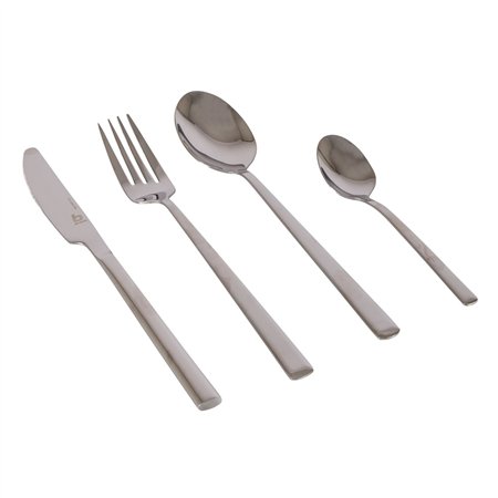 set de 16 couverts au style industriel finition argentée - bo-camp 394778