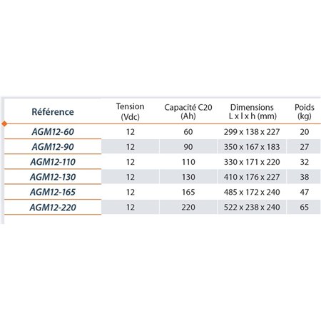 Batterie agm 12v 110ah pour utilisation solaire 2292