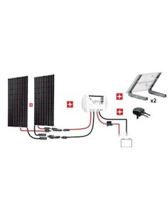 Kit Abris 2x300w 12v - Régulateur Mppt - Support Basique - KIT ABRIS 600W  12V - UNITECK - Equipe Ton camping-car -