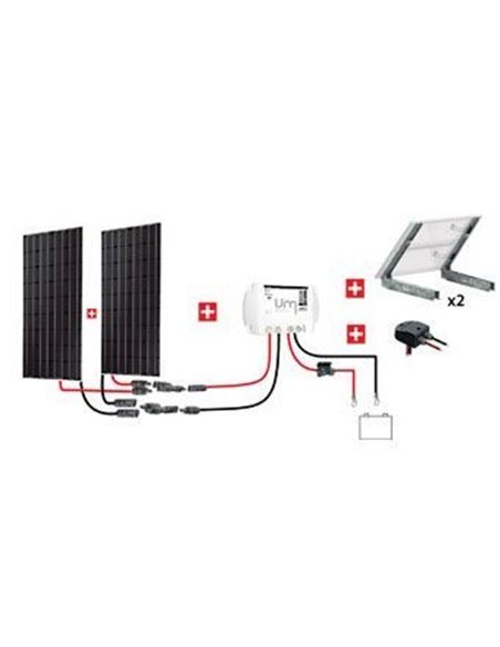 Kit Abris 2x300w 12v - Régulateur Mppt - Support Basique - KIT ABRIS 600W  12V - UNITECK - Equipe Ton camping-car