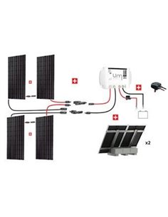 Kit Abris 4x300w - 24v - Régulateur Mppt - Support Unifix 800 Egf Dalle - KIT ABRIS 1200W  24V - UN - UNITECK -