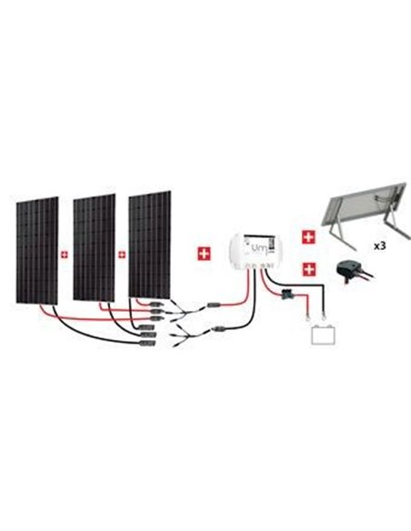 Kit Abris 3x150w 12v - Régulateur Mppt - Support Basique - KIT ABRIS 450W  12V - UNITECK - Equipe Ton camping-car