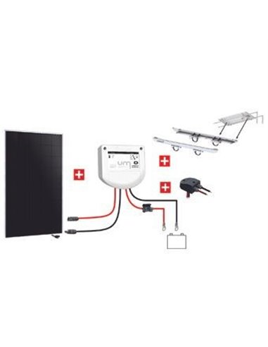 Kit Nautisme 150w - 12v  Panneau Back Contact - Mppt Support Portique - KIT NAUTISME 150W  12V - - Equipe Ton camping-car