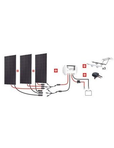 Kit Nautisme 3x300w - 12v/24v  Panneau Monocristallin- Mppt  Support Portique - KIT NAUTISME 900W - Equipe Ton camping-car -