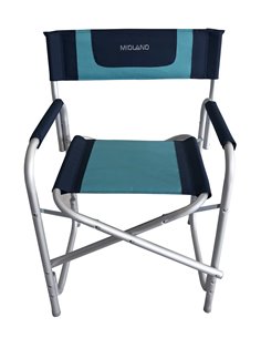 Fauteuil Director Bleu marine / Bleu turquoise de camping  - MIDLAND - Equipe Ton camping-car - 3700628251484