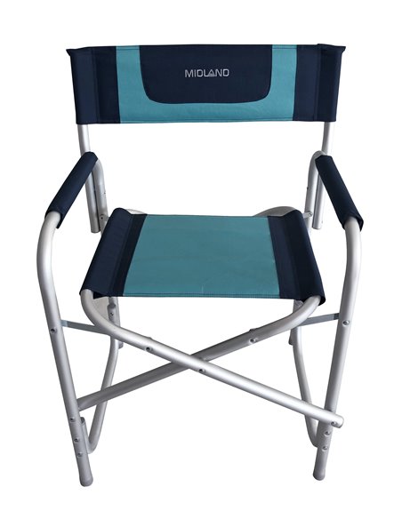 Fauteuil Director Bleu marine / Bleu turquoise de camping  - MIDLAND - Equipe Ton camping-car - 3700628251484