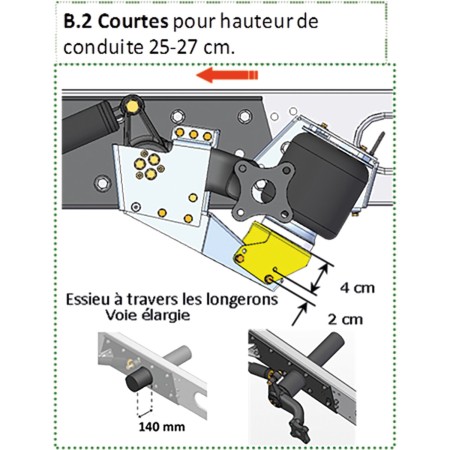 entretoises métalliques pour suspension châssis x250 pour référence 030305 courtes - dunlop DUNLOP