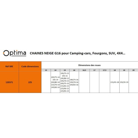 Chaînes à neige G16 Modèle 225 - OPTIMA OPTIMA3700628250920