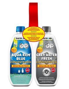 Pack Aqua Kem Blue Eucalyptus Concentrated + Grey Water Fresh Concentrated - Thetford - Equipe Ton camping-car - 8710315995640