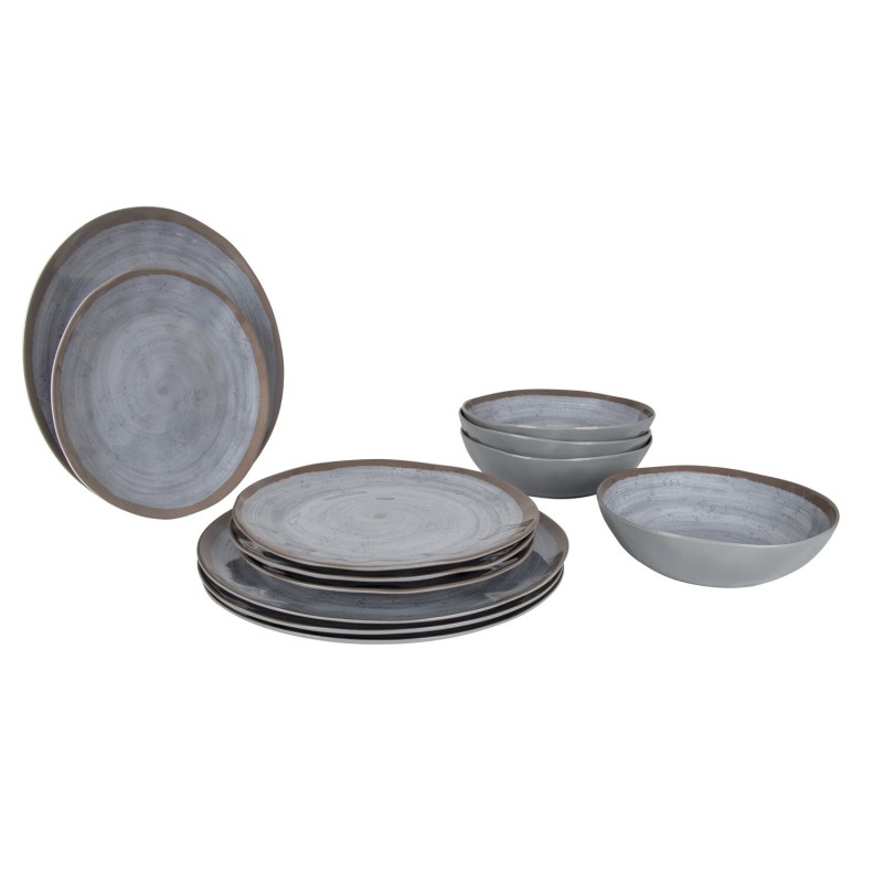 pack de vaisselle en mélamine halo gris et terra - 12 pièces - bo-camp Bo-camp8712013813905