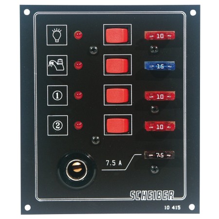 panneaux à fusibles plats 4 circuits + prise 12 volts - scheiber Scheiber3700147601128