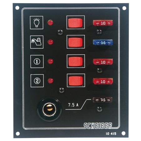 panneaux à fusibles plats 4 circuits + prise 12 volts - scheiber Scheiber3700147601128
