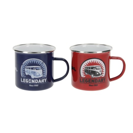 lot de 2 mugs émaillés combi legendary rouge et bleu - vw collection VW Collection