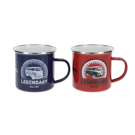 lot de 2 mugs émaillés combi legendary rouge et bleu - vw collection VW Collection