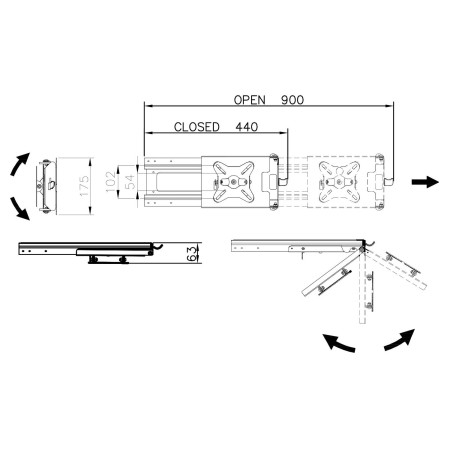 Support pour écran LCD Support TV à extraction latérale XL - CTA Générique8057013100274