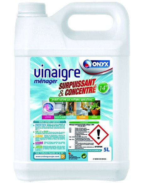 Vinaigre D'alcool ménager 14°  Bidon 5 litres - ONYX - Equipe Ton camping-car - 3183940505433