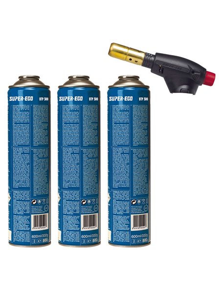 Pack Torche Segofire Piezo + 3 Bot. Multigaz 300 - Equipe Ton camping-car - 8414162049463