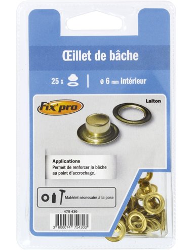 Oeillet de bache  6mm par 25 pièces - FIXPRO - Equipe Ton camping-car - 3600074754303