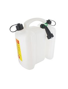 Jerrican double usage TECOMEC, blanc, d'une contenance de 3 + 6 litres. Norme UN: 3H1W/Y/150/D - Equipe Ton camping-car