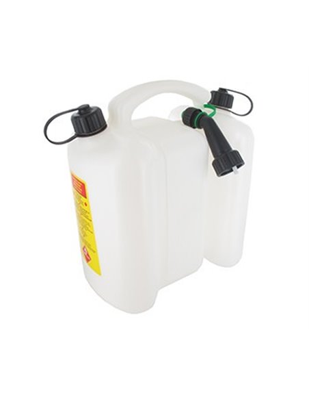 Jerrican double usage TECOMEC, blanc, d'une contenance de 3 + 6 litres. Norme UN: 3H1W/Y/150/D - Equipe Ton camping-car