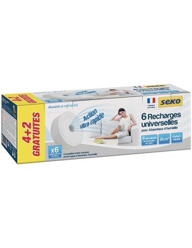 Recharges Galet pour absorbeur d'humidité 6x500g neutre - SEKO - Equipe Ton camping-car