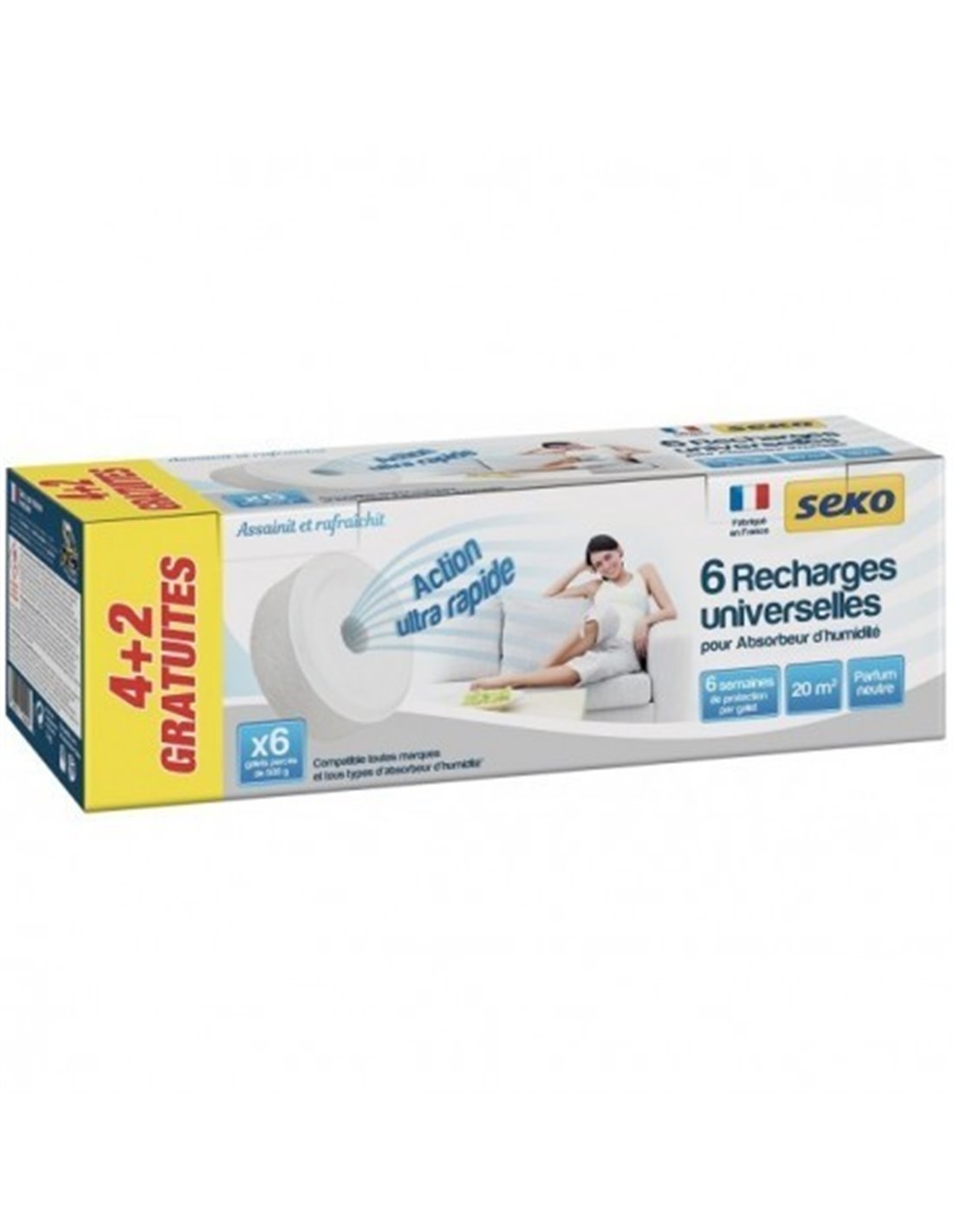 Boîte De 2 Recharges 100g Absorbeur Humidité AIR MAX 37355 - L7,6 X H7,6 X P6,2 Cm