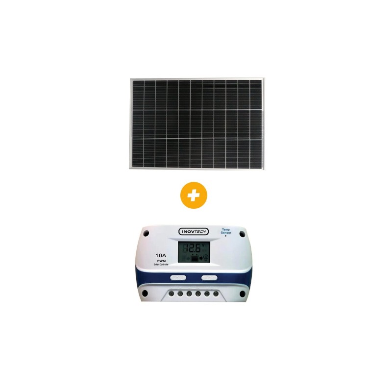 pack panneau solaire e-ssential + régulateur pwm panneau 130w / régulateur 10a 