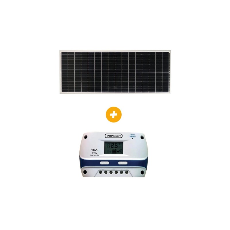 pack panneau solaire e-ssential + régulateur pwm panneau 110w / régulateur 10a 
