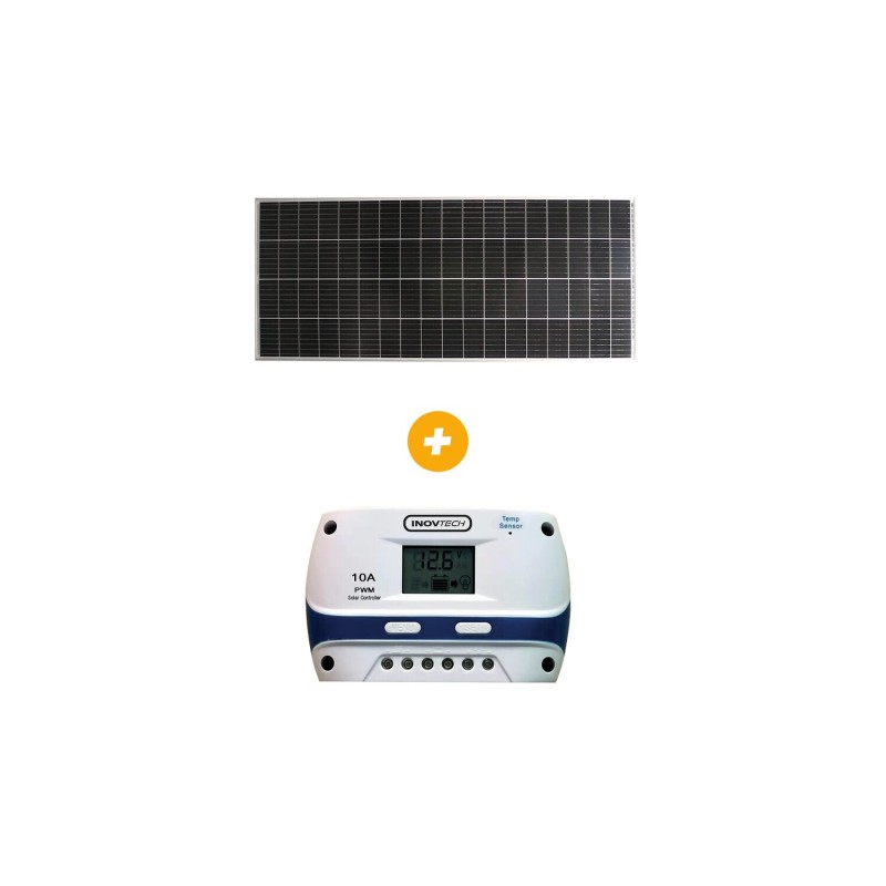 pack panneau solaire e-ssential + régulateur pwm panneau 155w / régulateur 10a 