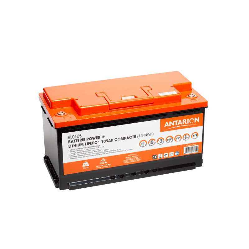 batterie lithium 105ah power + antarion connectã©e avec chauffage - antarion power +