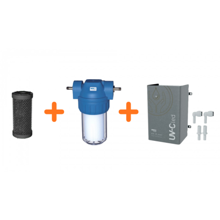 kit unite uv-c led uv-8 steel + filtre ã  charbon - wm aquatec