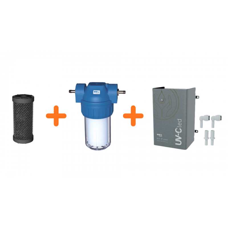 kit unite uv-c led uv-8 steel + filtre ã  charbon - wm aquatec