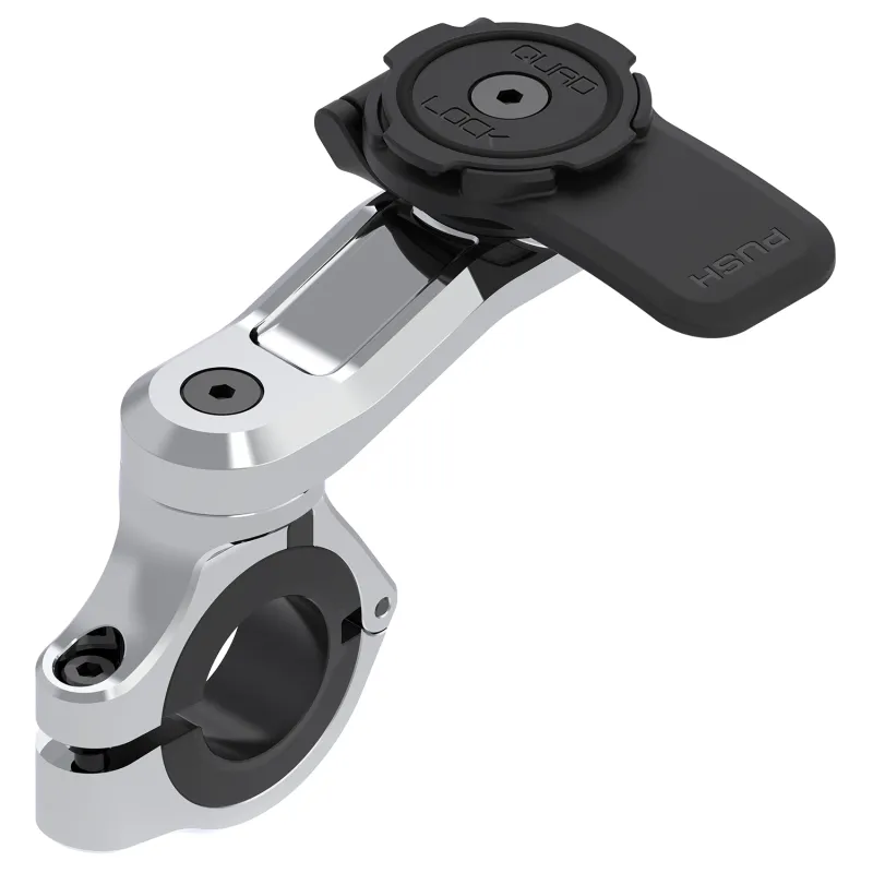 Support téléphone guidon moto chromé - Fixation sécurisée tous smartphones - QUAD LOCK