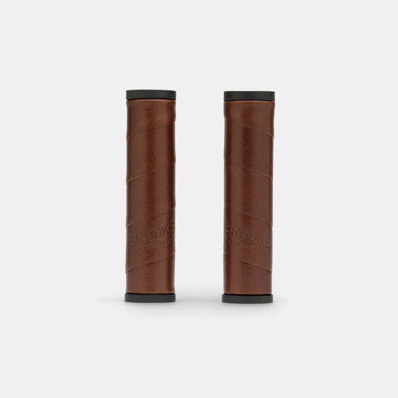 Poignées de guidon vélo en cuir 130mm - Confort naturel cycliste urbain - BROOKS