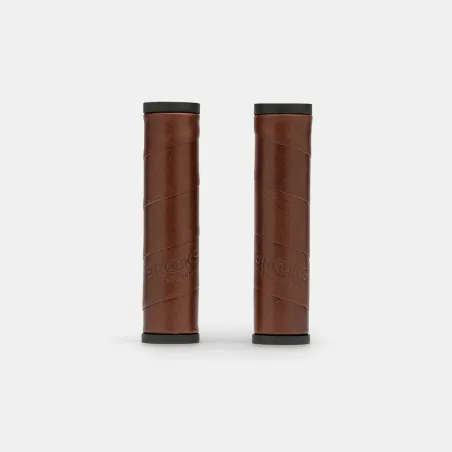 Poignées de guidon vélo en cuir 130mm - Confort naturel cycliste urbain - BROOKS