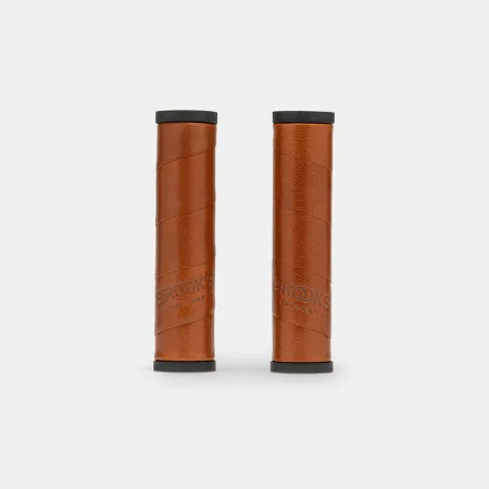 Poignées de guidon vélo en cuir 130mm - Confort naturel cycliste urbain - BROOKS