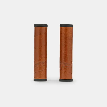 Poignées de guidon vélo en cuir 130mm - Confort naturel cycliste urbain - BROOKS