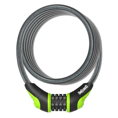 Antivol spirale combinaison vélo vert 180cm - Verrouillage sans cle a code - ONGUARD