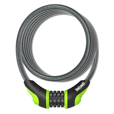 Antivol spirale combinaison vélo vert 180cm - Verrouillage sans cle a code - ONGUARD
